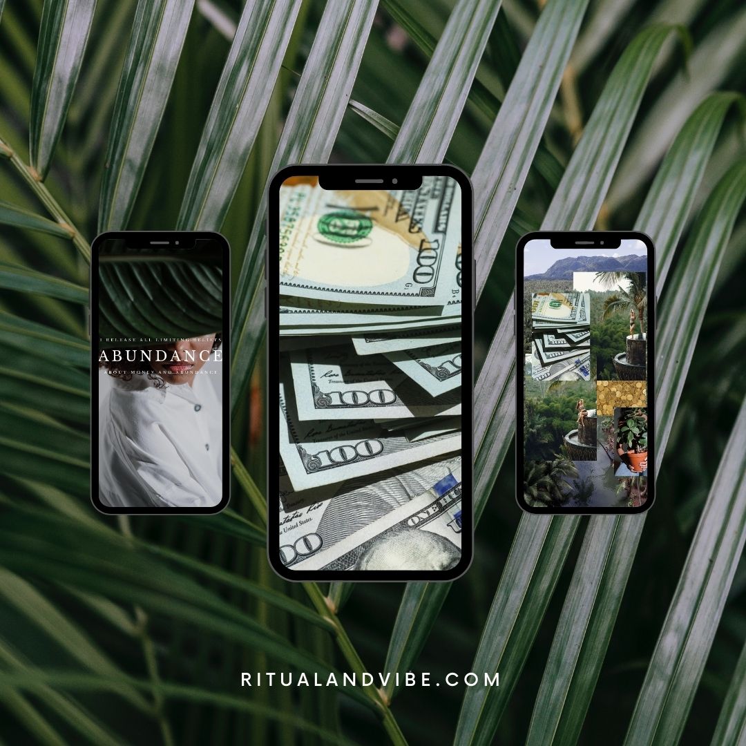 GO GREEN: Money and Abundance Affirmation Smartphone Wallpapers