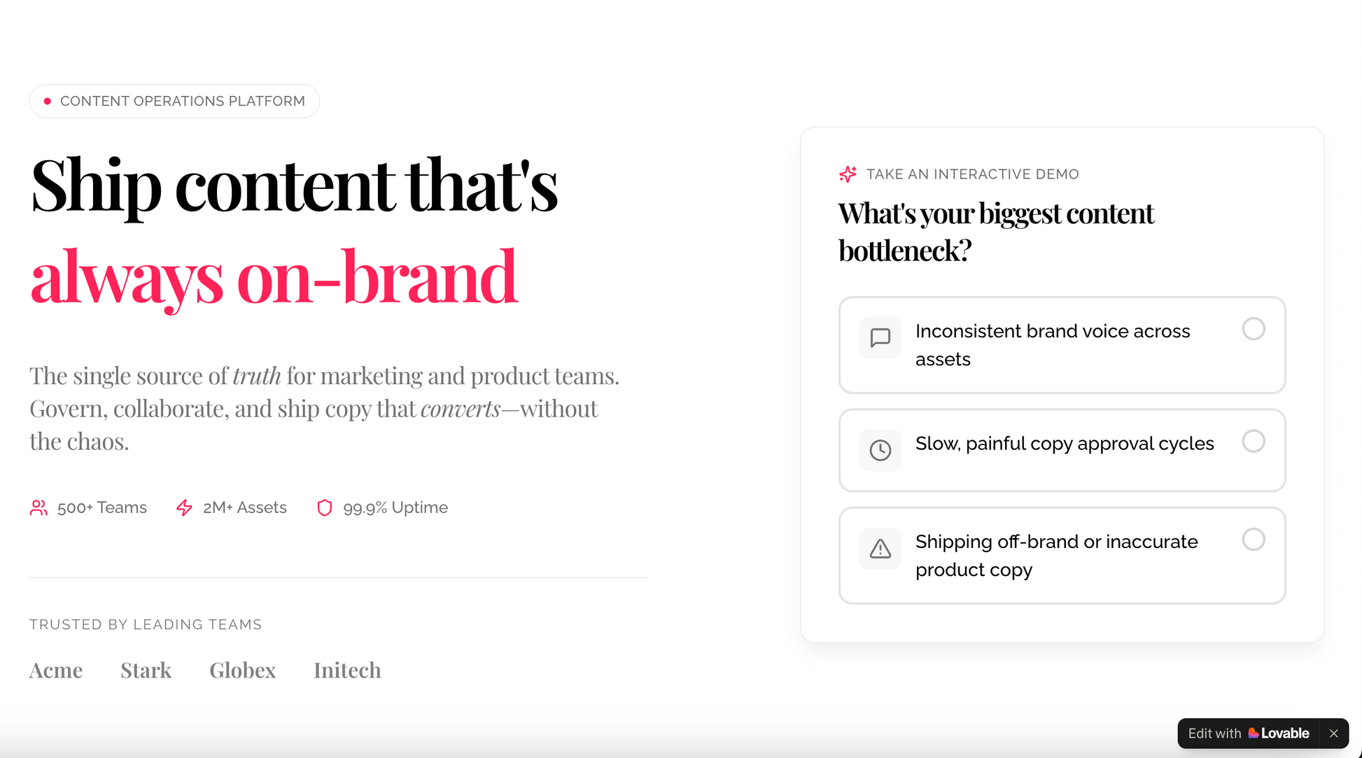 B2B SaaS Landing Page Builder with Interactive Feature Tour: High-Converting Pain Point Template